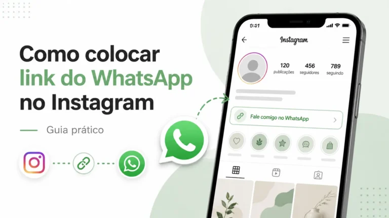 Celular com perfil do Instagram mostrando link do WhatsApp na bio