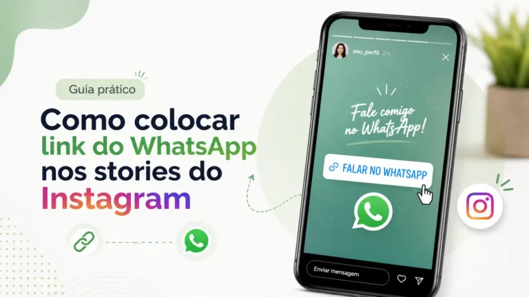 Celular com story do Instagram mostrando sticker de link para conversa no WhatsApp