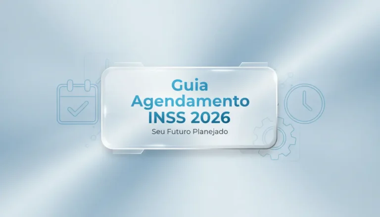 Banner principal Agendamento INSS 2026 com interface digital azul e branca."