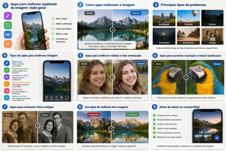 Infográfico com tipos de apps para melhorar a qualidade da imagem