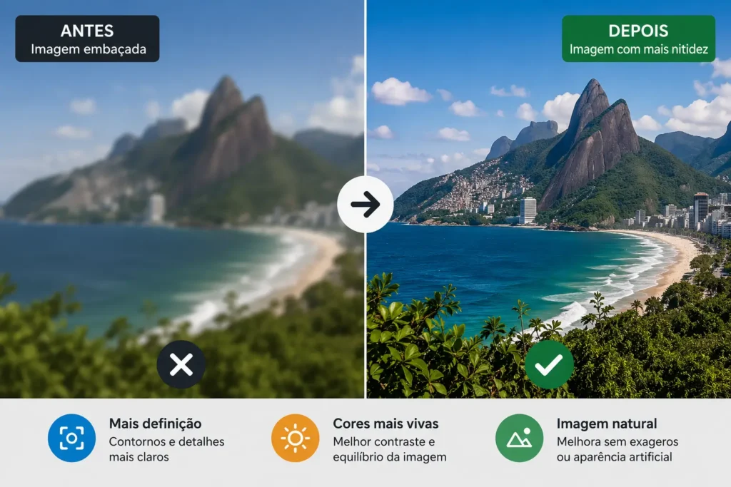 Comparação entre imagem embaçada e imagem com mais nitidez