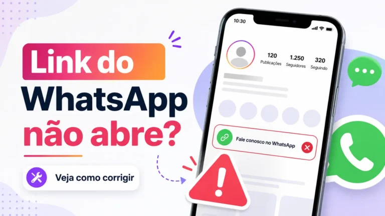 Celular com perfil do Instagram mostrando erro em link do WhatsApp