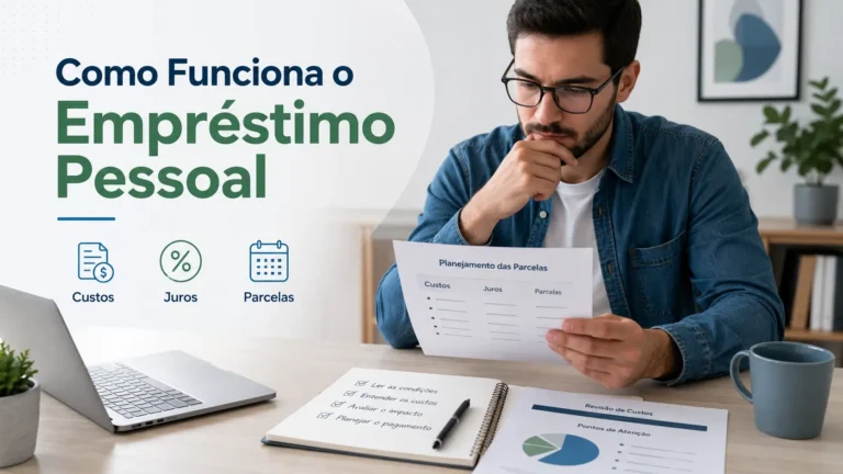 Imagem sobre como funciona o empréstimo pessoal com análise de custos, juros e parcelas antes de decidir