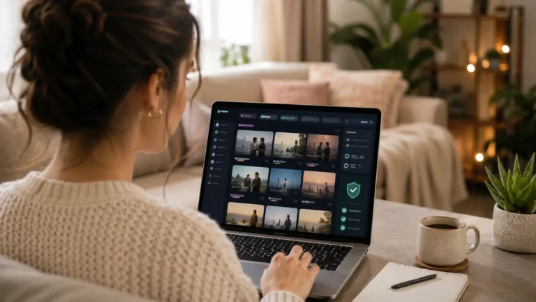 Pessoa pesquisando onde assistir Hercai e outras novelas turcas em um catálogo online genérico de forma segura