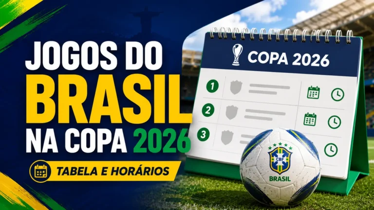 Imagem sobre jogos do Brasil na Copa 2026 com tabela e horários